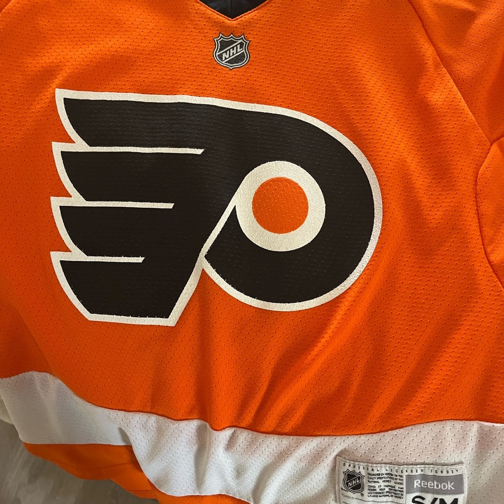 Reebok Philadelphia Flyers Orange and Black Home Hockey Jersey